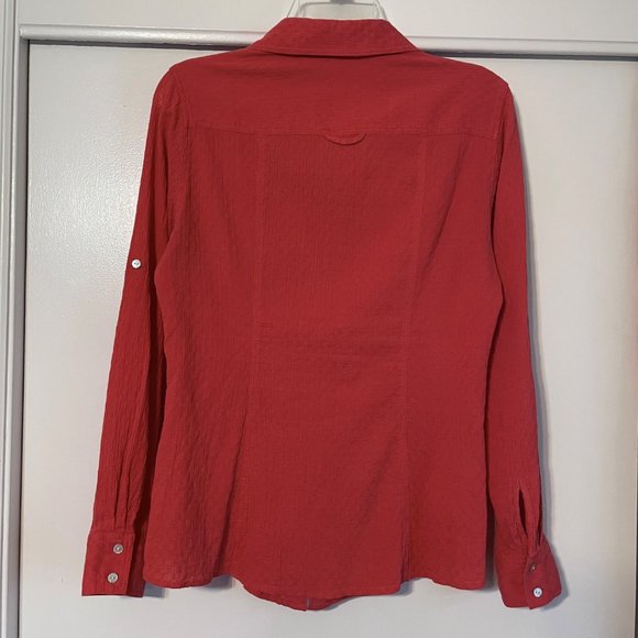 Anthropologie Chelsea & Violet Tab Long Sleeve Button Down Shirt  Red/Orange M - Picture 11 of 11